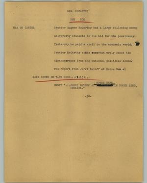 Primary view of object titled '[News Script: Sen. McCarthy]'.