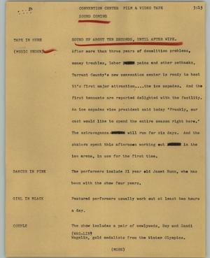 Primary view of object titled '[News Script: Convention Center]'.