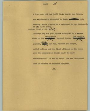 Primary view of object titled '[News Script: Death]'.