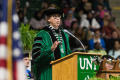 Photograph: [UNT President Neal Smatresk Giving Speech at Commencement Ceremony]