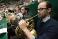 Photograph: [UNT Band Members Performing at Commencement Ceremony]