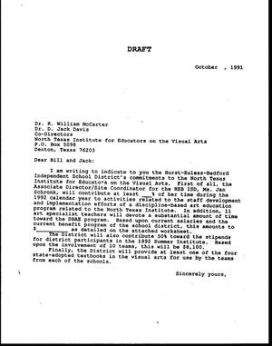 Primary view of object titled '[Letter draft from Hurst-Euless-Bedford ISD to Bill McCarter and Jack Davis, October 1991]'.