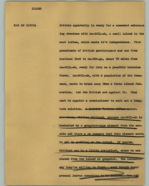 Primary view of object titled '[News Script: Island]'.