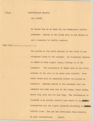 Primary view of object titled '[News Script: Computerized traffic]'.