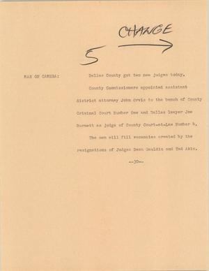 Primary view of object titled '[News Script: Judges]'.