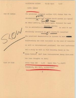 Primary view of object titled '[News Script: Washington report]'.