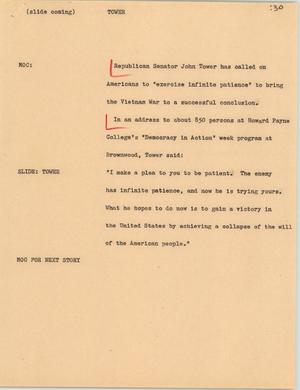 Primary view of object titled '[News Script: Tower]'.