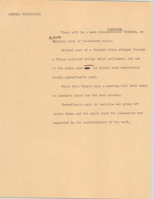 Primary view of object titled '[News Script: Wetumka evacuation]'.