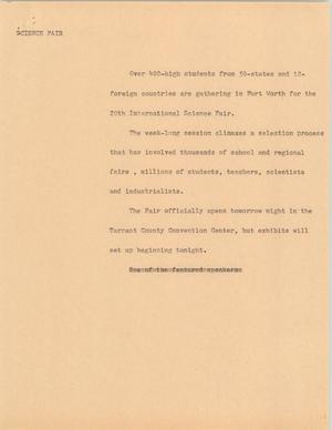 Primary view of object titled '[News Script: Science Fair]'.