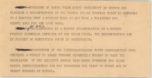 Primary view of object titled '[News Script: Student Protests]'.
