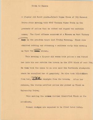 Primary view of object titled '[News Script: Brown to Duncan]'.