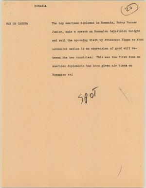 Primary view of object titled '[News Script: Romania]'.