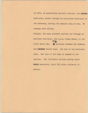Primary view of object titled '[News Script: U.S.S. Frank Evans]'.