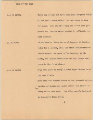Primary view of object titled '[News Script: News at ten open]'.
