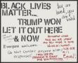 Poster: [White "Trump Won, Let It Out Here & Now" poster]