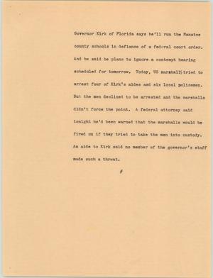Primary view of object titled '[News Script: Governor Kirk]'.