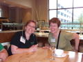 Photograph: [Kay Littler and Rebecka Osborne at table]