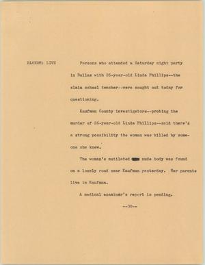 Primary view of object titled '[News Script: Philips' murder interrogation]'.