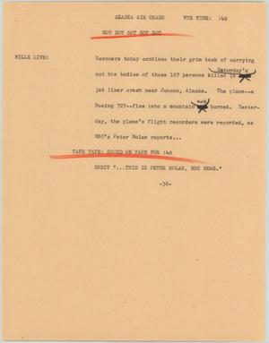 Primary view of object titled '[News Script: Alaska air crash]'.