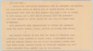 Primary view of object titled '[News Script: Accord on Berlin]'.