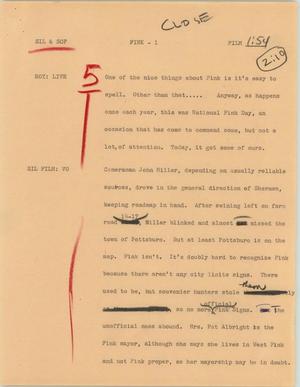 Primary view of object titled '[News Script: Fink]'.