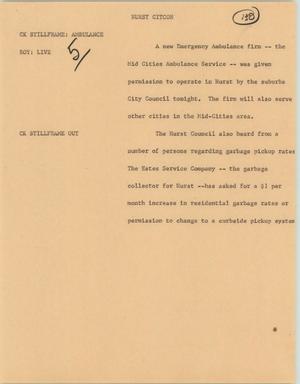 Primary view of object titled '[News Script: Hurst City Council]'.