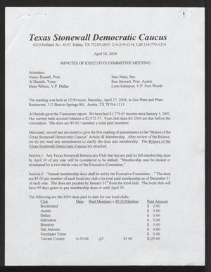 Primary view of object titled 'Texas Stonewall Democratic Caucus Minutes of Executive Committee Meeting'.