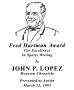 Text: [Fred Hartman Award for John P. Lopez]