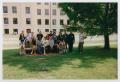 Photograph: [Photograph of TAMS students with memorial bench]
