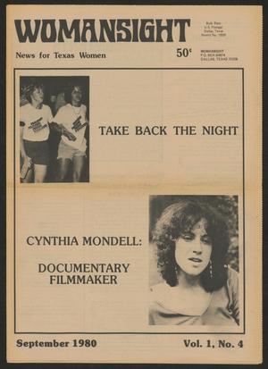 Primary view of object titled 'Womansight: News for North Texas Women, Vol. 1, No. 4, September 1980'.