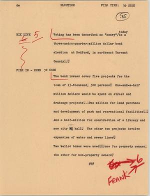 Primary view of object titled '[News Script: Election]'.