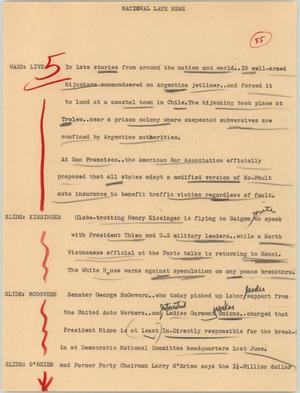 Primary view of object titled '[News Script: National late news]'.