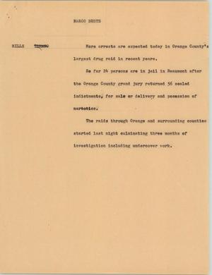 Primary view of object titled '[News Script: Narcotics busts]'.