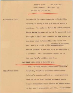 Primary view of object titled '[News Script: American Party]'.