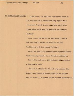 Primary view of object titled '[News Script: Belfast]'.