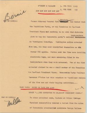 Primary view of object titled '[News Script: O'Brien and Wallace]'.