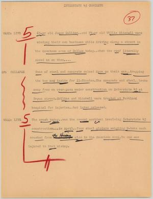 Primary view of object titled '[News Script: Interstate 45 concrete]'.