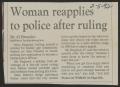 Clipping: [Clipping: Woman reapplies to police after ruling]