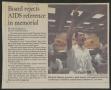 Primary view of [Clipping: Board rejects AIDS reference in memorial]