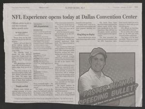 Primary view of object titled '[Clipping: NFL Experience opens today at Dallas Convention Center]'.