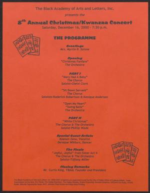 Primary view of object titled '[Program: 8th Annual Christmas/Kwanzaa Concert]'.
