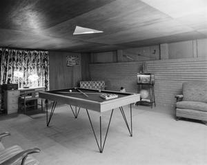 Primary view of object titled '[Photograph of a billiard table in a room]'.