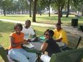 Photograph: [Students at picnic table at 2005 Koinonia 2]