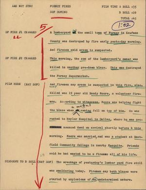 Primary view of object titled '[News Script: Forney fires]'.
