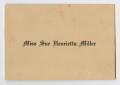 Primary view of [Commencement Name Card for Miss Sue Henrietta Miller, 1914]