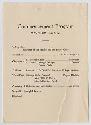Primary view of object titled '[Commencement Program for North Texas State College, May 19, 1917]'.