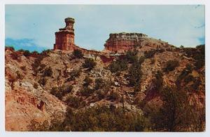 Primary view of object titled '[Postcard of the "Lighthouse" structure at Palo Duro Canyon]'.