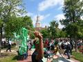 Primary view of [Students gathered in UNT Library Mall]