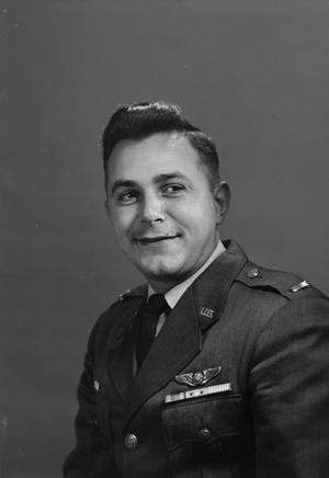 Primary view of object titled '[Portrait of Lieutenant Vernon Robert Hudder Jr. in his U.S. Air Force uniform, slightly smiling, 3]'.