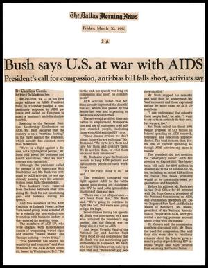 Primary view of object titled '[Clipping: Bush says U.S. at war with AIDS]'.